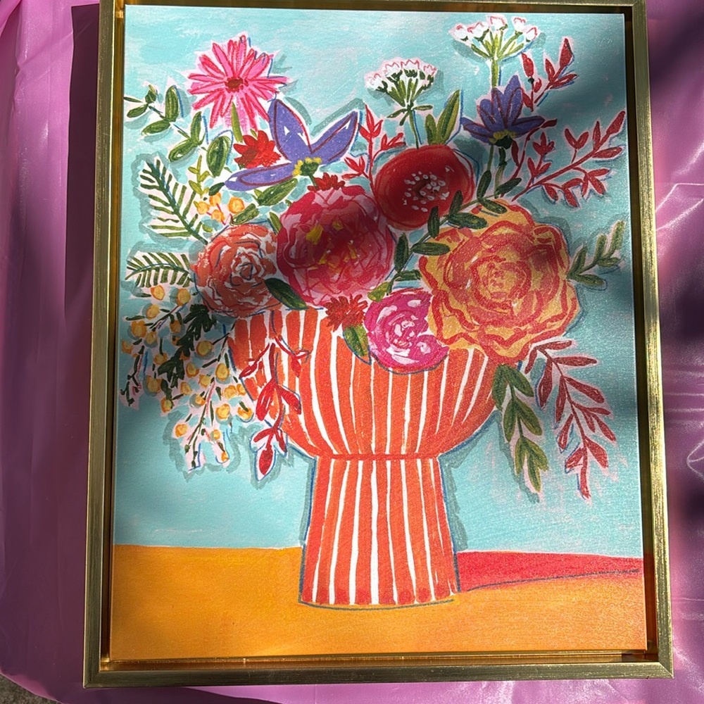 Kirklands flower pot framed canvas